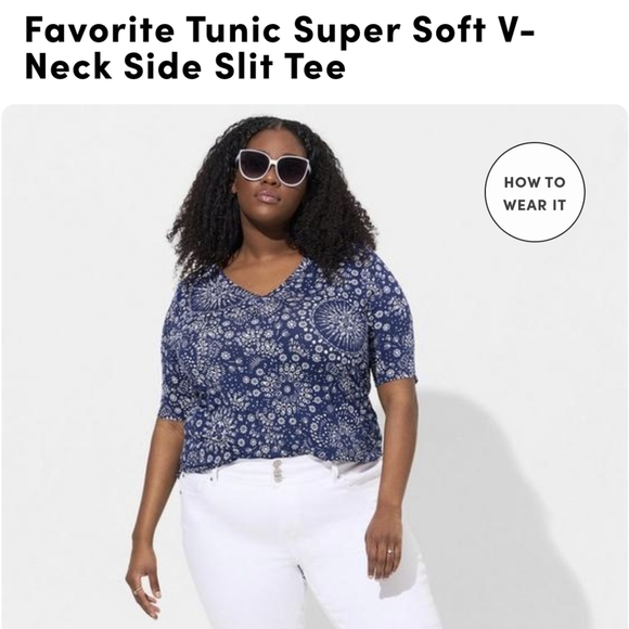 Torrid Favorite Tunic Super Soft blue V-Neck Tee Size 1x - Picture 3 of 11